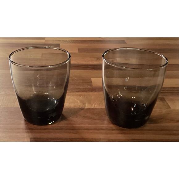 Set of 2 Vintage Libbey Smoke Gray 14 oz Glass Tumblers Weighted Bottom 4” - Picture 1 of 11